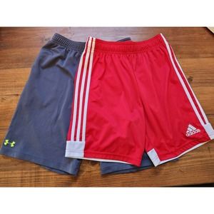 Bundle 2x Pack Boys Adidas Under Armour Athletic Shorts Size Large 13/14